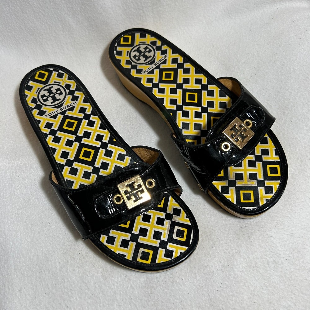 Tory Burch Wooden Platform Slides  Size 9